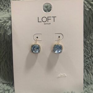 Loft Dazzling light blue and diamond gold square stone hanging earrings